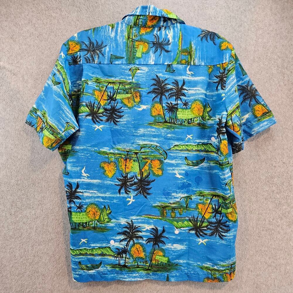 HAWAIIN LUAU | Shirt Short Sleeve Mens Resort Vacation Surfing Cabanacore VTG - Picture 2 of 12